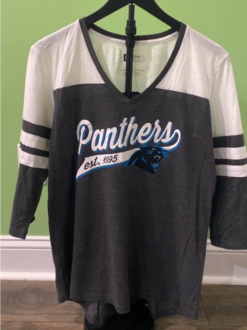 Team Apparel Black and White Raglan V-Neck Tee
